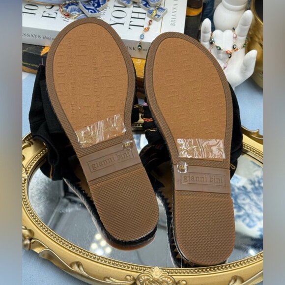 🆕 GIANNI BINI 🧿 NWOB JaxsonTwo Black & Rainbow Striped Linen Slide Sandal, Sz6 - Picture 12 of 15